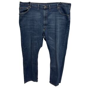 Wrangler Mens 46 X 30 Cotton Blend Relaxed Fit Med Wash Denim Blue Jeans